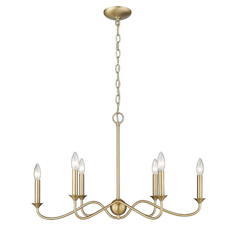 Brushed Bronze 6-Light Candle Pendant Chandelier