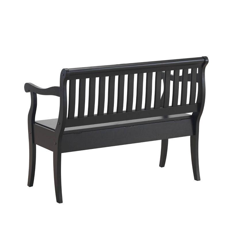 Carolina Living Martha Storage Bench Antique Black: Hardwood, Unupholstered, 2-Person Seating