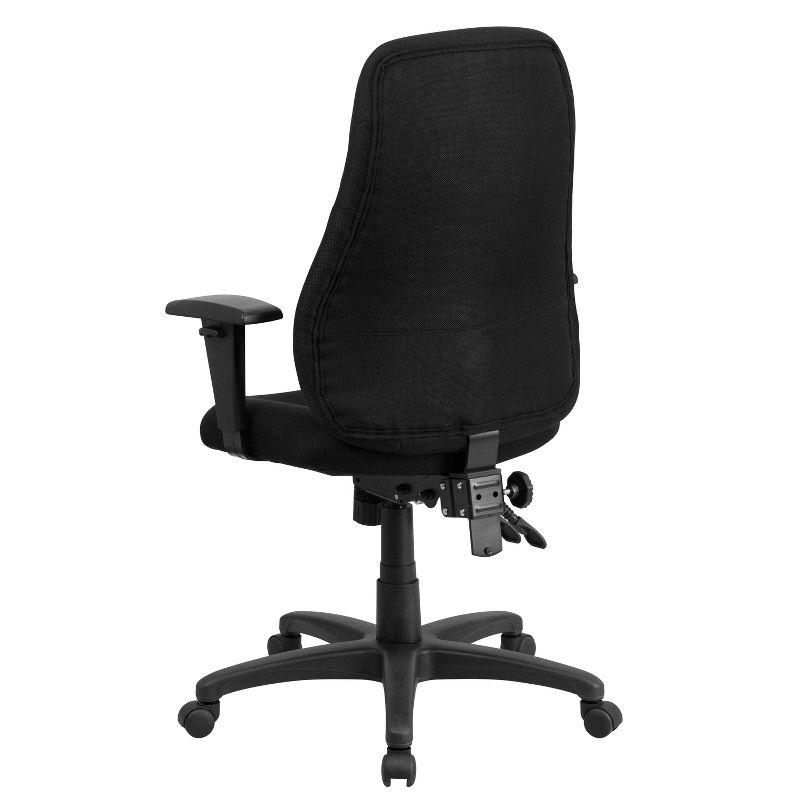 Flash Furniture High Back Black Fabric Multifunction Swivel Ergonomic Task Office Chair with Adjustable Arms