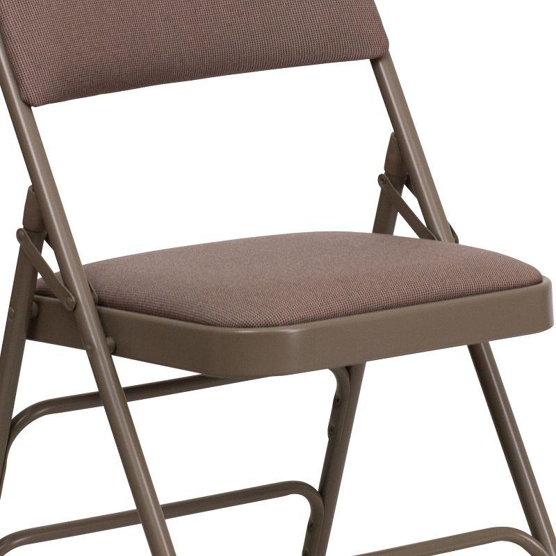 Beige Fabric and Metal Armless Folding Chairs, Set of 2