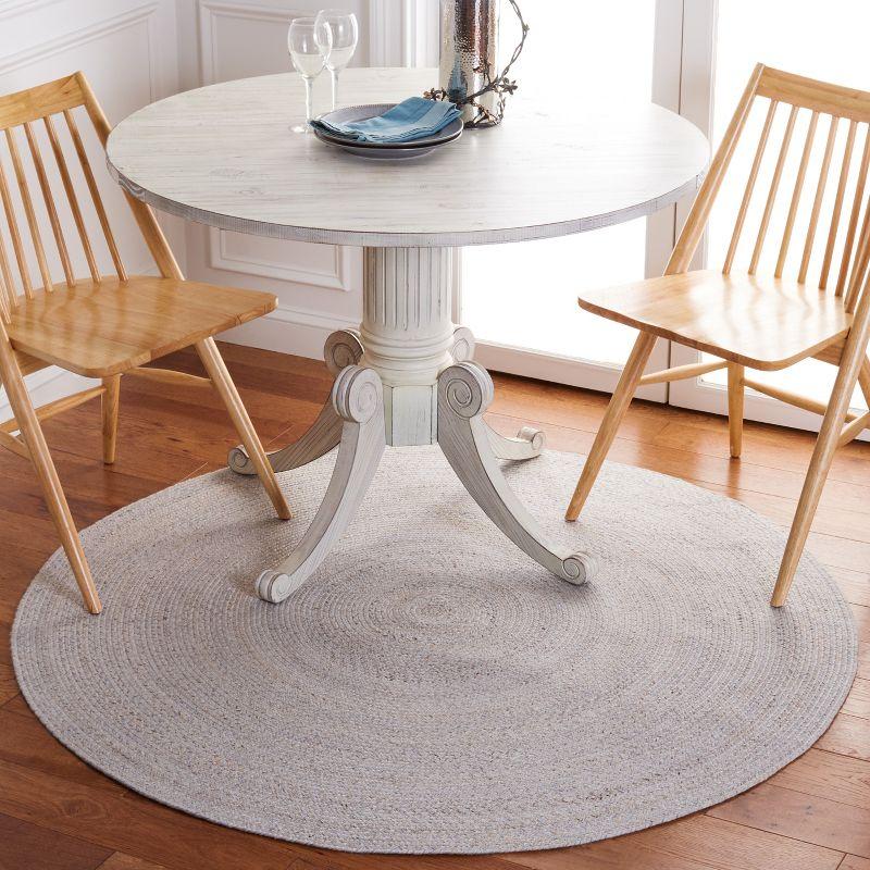 Handwoven Harmony Grey and Yellow Synthetic 5' Round Area Rug