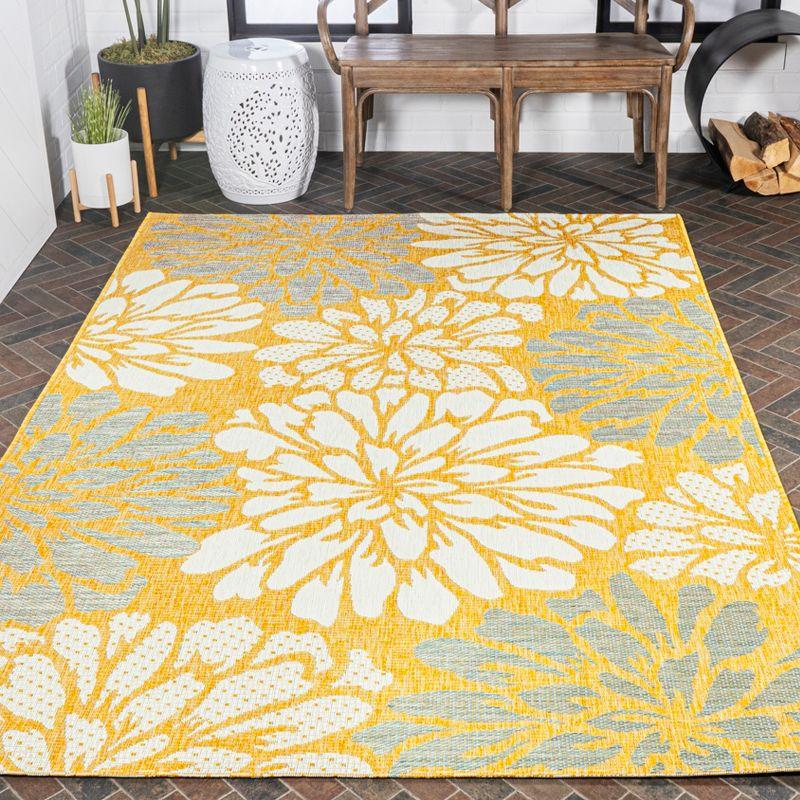 Reversible Gray Floral Synthetic 3x5 Area Rug