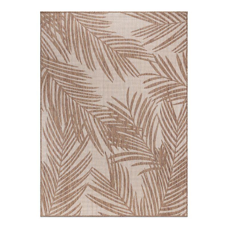 World Rug Gallery Contemporary Distressed Leaves Textured Flat Weave Indoor/Outdoor Area Rug - BROWN 7'10"X10'
