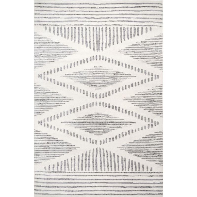 Nuloom Briggs Geometric 9x12 Indoor Area Rug for Living Room Bedroom Dining Room Kitchen, Light Grey/Ivory