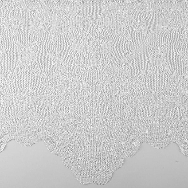 Set of 2 (24"x58") Alison Floral Lace Sheer Rod Pocket Kitchen Curtain Tier Pair White - No. 918: Valance Window Decor