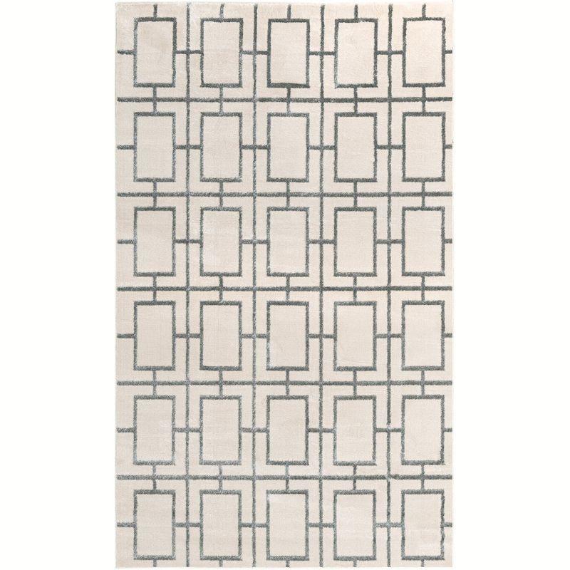 Glam Geometric White Silver Area Rug