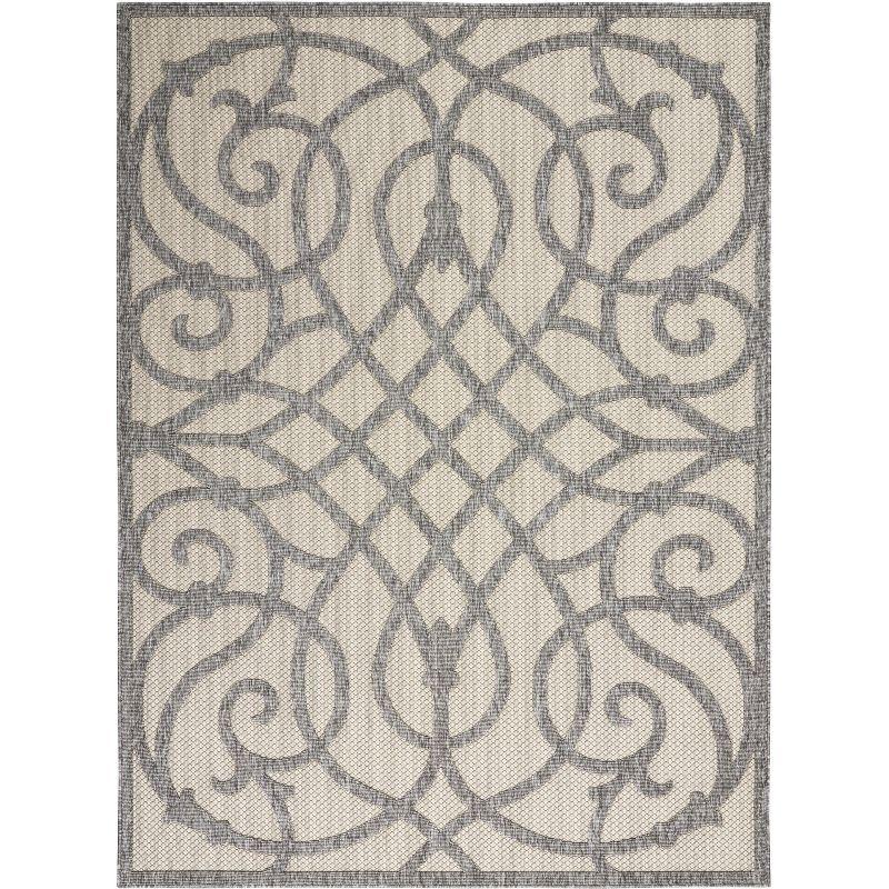 Palamos Cream Grey Geometric Synthetic 6' x 9' Indoor/Outdoor Rug