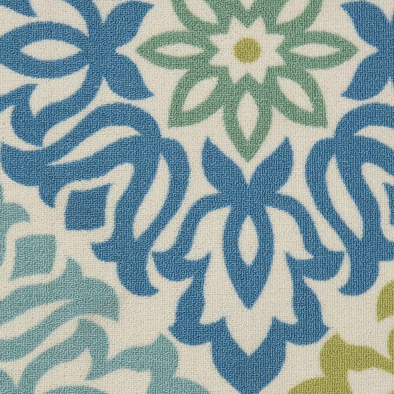 Blue and Green Floral Rectangular Synthetic Area Rug 4' x 6'