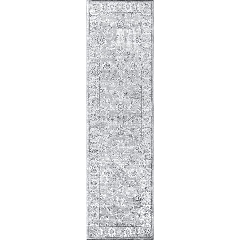 2'x8' Modern Persian Vintage Runner Rug, Light Grey - JONATHAN Y