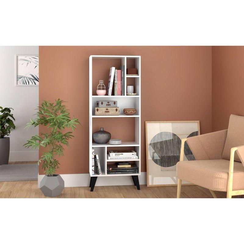 Warren White Tall Bookcase with Black Legs and 8 Shelves