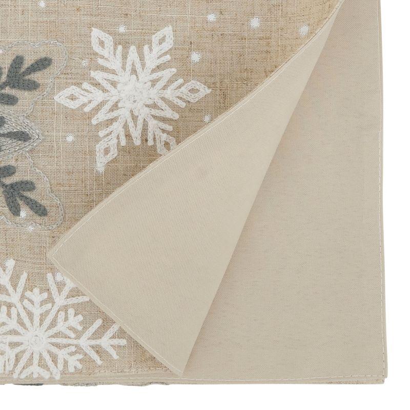 Saro Lifestyle Frosty Snowflakes Table Runner, 16"x70", Beige