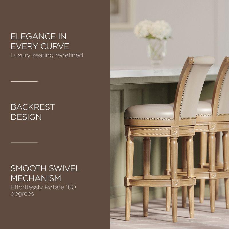 Maven Lane Pullman Bar Stool with Vegan Leather Upholstery