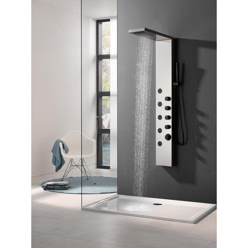 Brushed Nickel 5-Jet Rainfall Shower Panel System with Handheld Wand