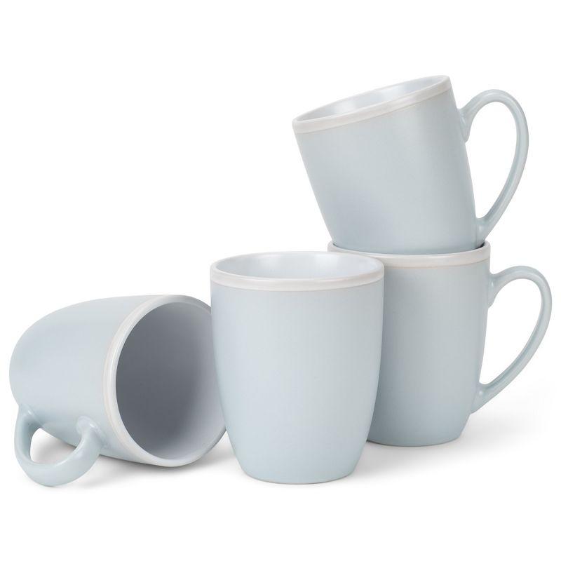 Pale Blue and White Ceramic 16oz Mug Set of 4