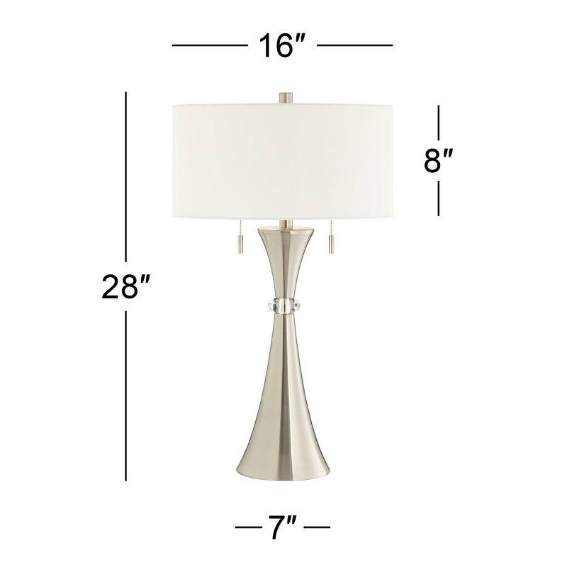 360 Lighting Rachel Modern Table Lamps 28" Tall Set of 2 Concave Column Hourglass Metal White Drum Shade for Bedroom Living Room Bedside Nightstand