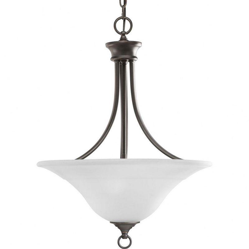 Progress Lighting Trinity Collection 3-Light Hall Foyer Fixture, Steel, Antique Bronze, Etched Glass Shade