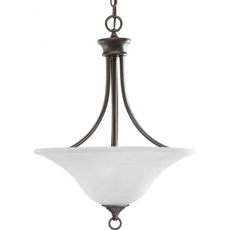 Elegant Brushed Nickel & Glass Bowl Foyer Pendant Light