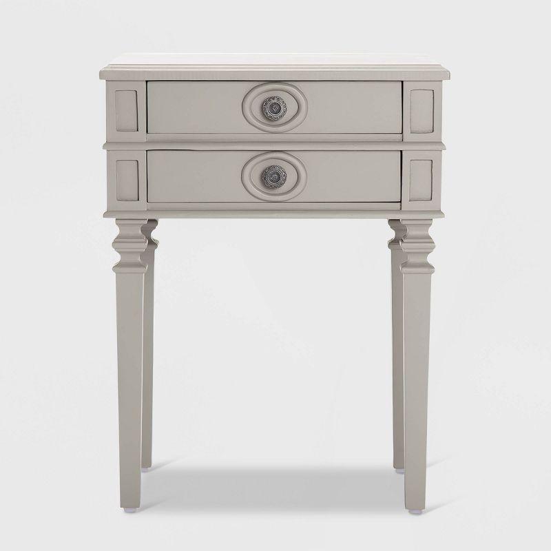 Irving Side Table with 2 Drawers Gray - Finch: Sturdy Wooden End, No Assembly Required