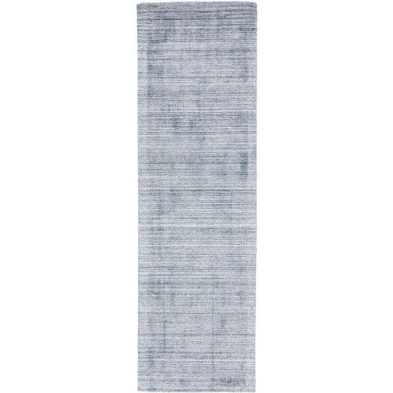 Gray Hand-Knotted Wool and Viscose Runner Rug