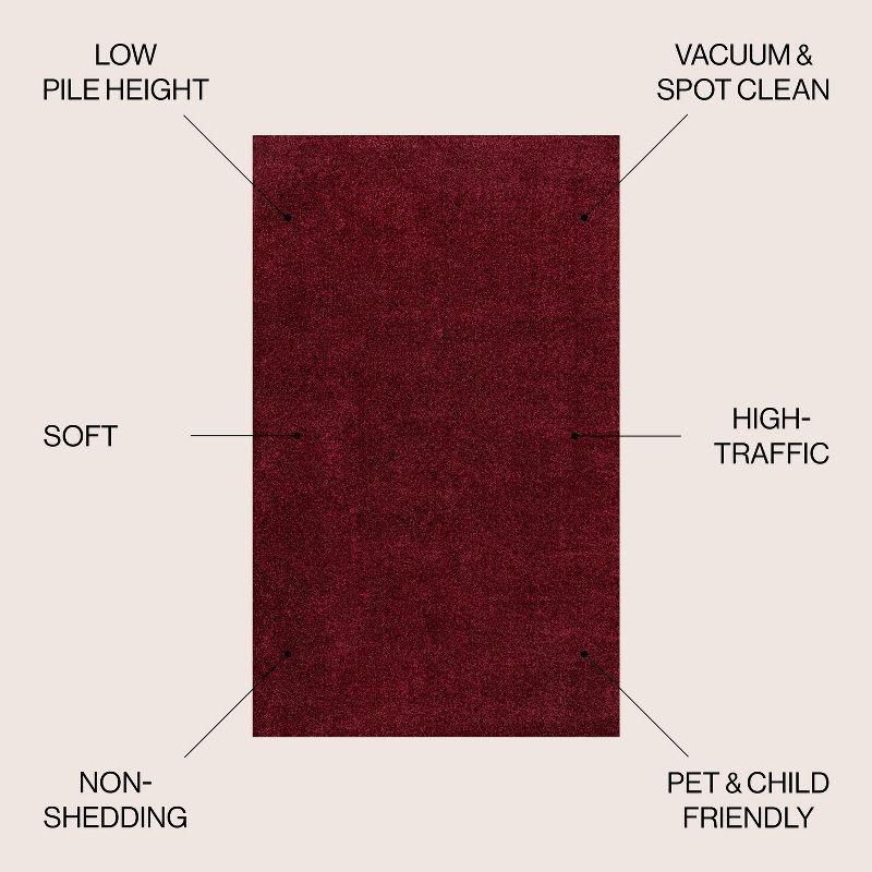 5'x8' Haze Solid Low-Pile, Dark Red - JONATHAN Y