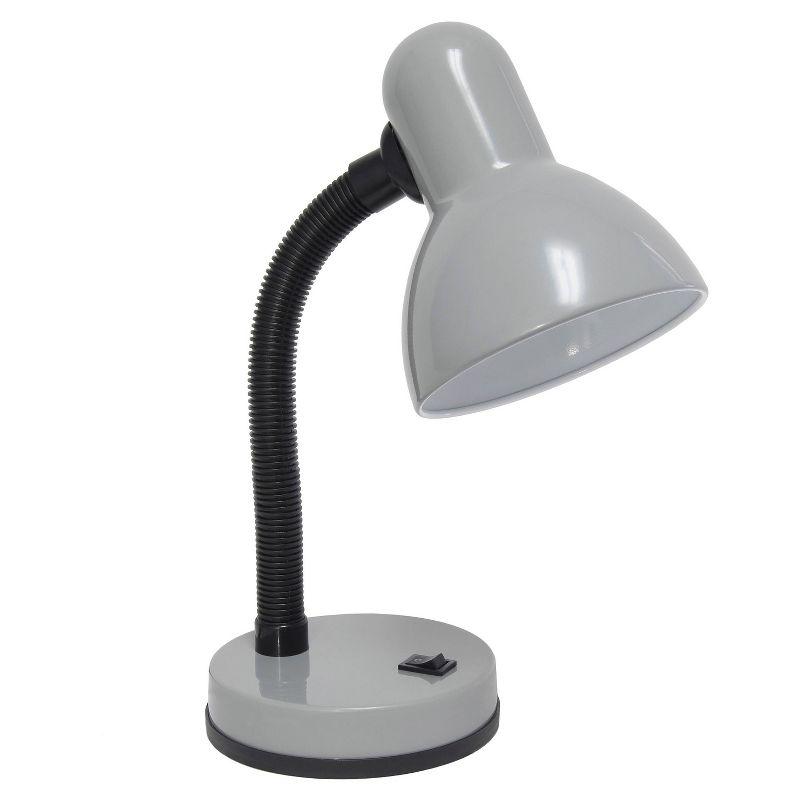 Basic Metal Desk Lamp with Flexible Hose Neck Silver - Simple Designs: ETL Listed, Adjustable, No Assembly Required