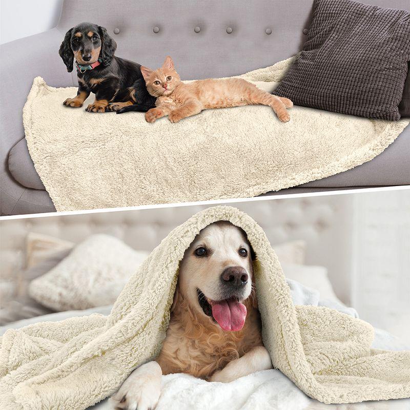 PetAmi Fluffy Dog Blanket for Pet Cat Puppy Kitten, Faux Shearling Soft Fleece Throw, Plush Reversible Washable Couch Cover