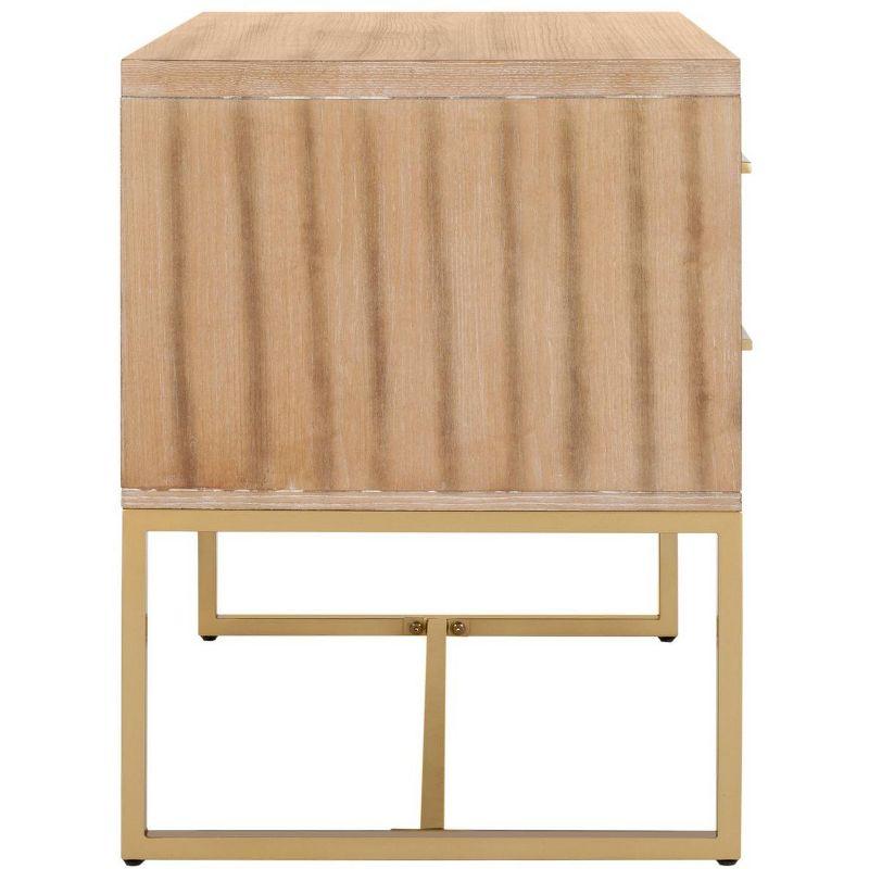 Everly Quinn Stylish Brookelyne 30'' W Nightstand –Rustic Oak with Brass Leg & 2 Spacious Bedroom Storage Drawers