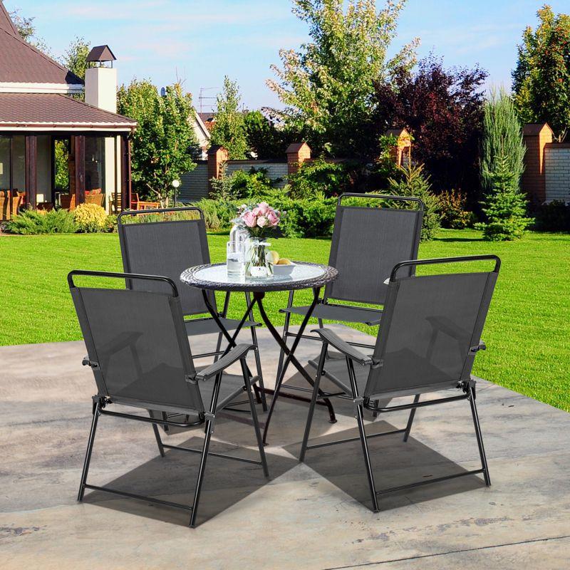 Tangkula 4-Piece Patio Folding Chairs Outdoor Camping Chair with Armrest & High Backrest