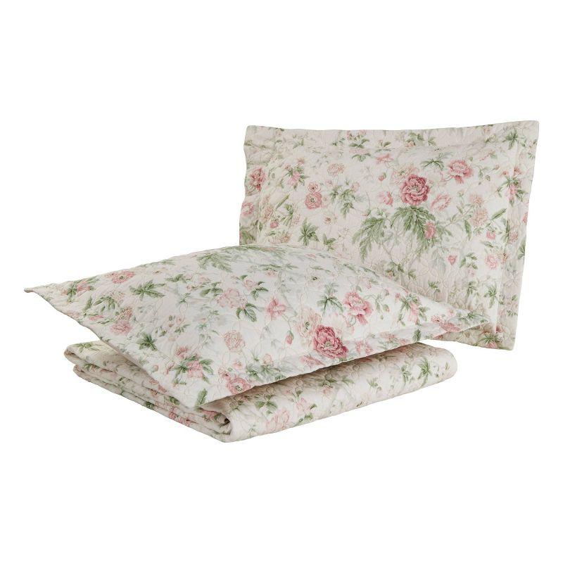 Laura Ashley Breezy Floral Quilt Sham Set Pink