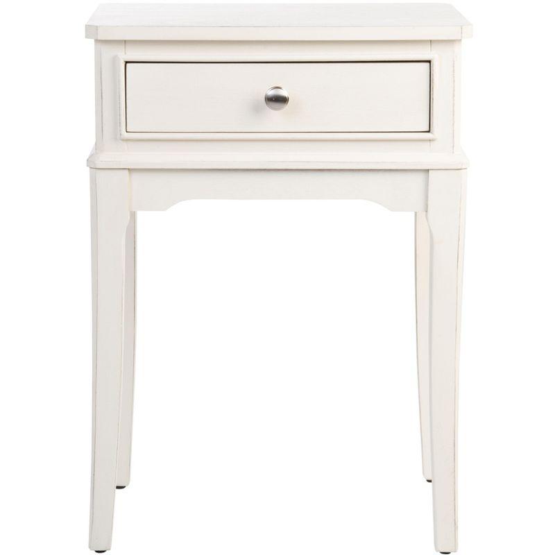 Opal 1 Drawer Accent Table - Distressed White - Safavieh.