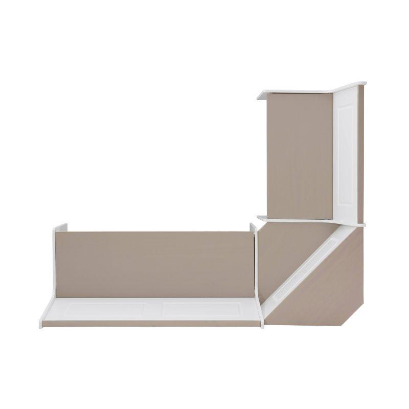 Linon 3pc Ardmore Breakfast Nook Storage Benches Dining Set White/Gray: Mid-Century Modern, Wood, 6-Seat Capacity