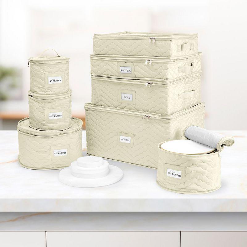 Sorbus 8 Piece Quilted China Dinnerware Storage Cases - for Dinnerware, Mugs, Cups