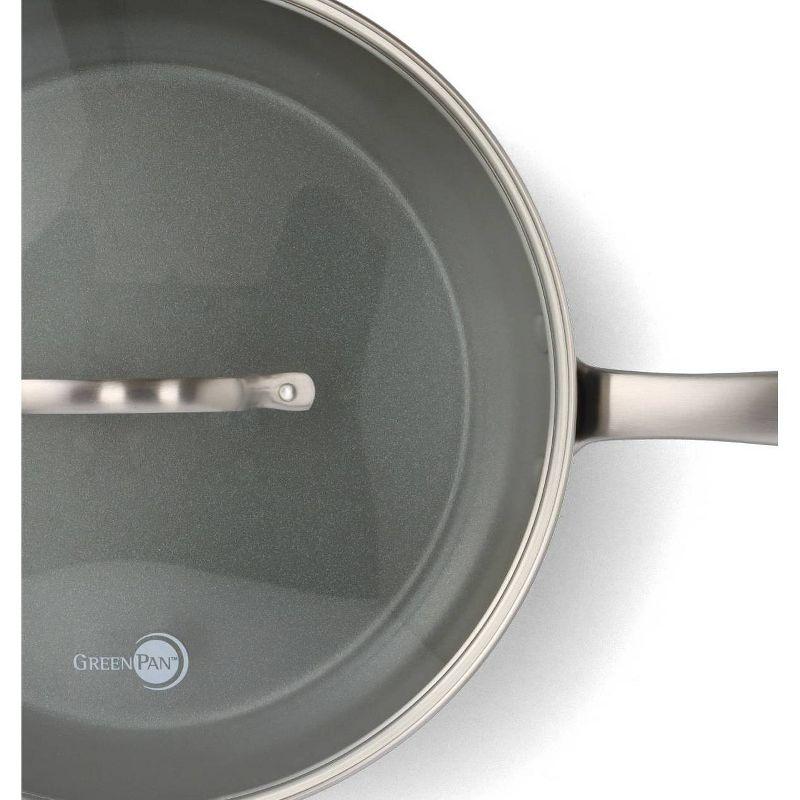 Gray 12" Aluminum Ceramic Nonstick Fry Pan with Glass Lid