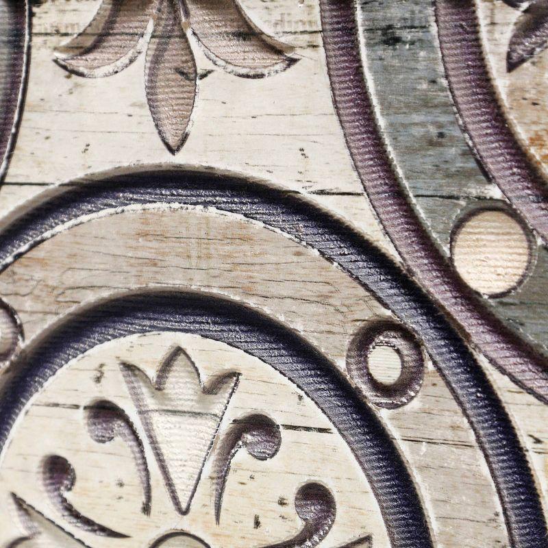 Wood Carved Lotus I Traditional Wooden Panel - StyleCraft: Embossed Geometric Shapes, Vertical Orientation