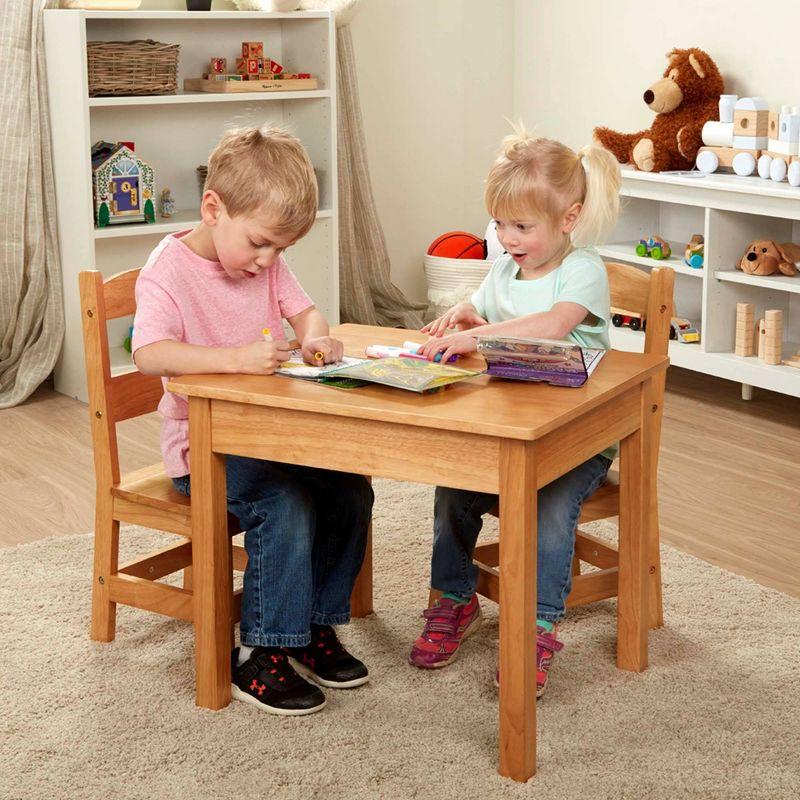 Melissa & Doug Solid Wood Table and 2 Chairs Set - Light Finish Furniture for Playroom