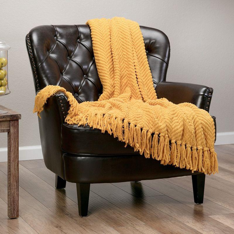 Chanasya Textured Knit Throw Blanket with Tassels