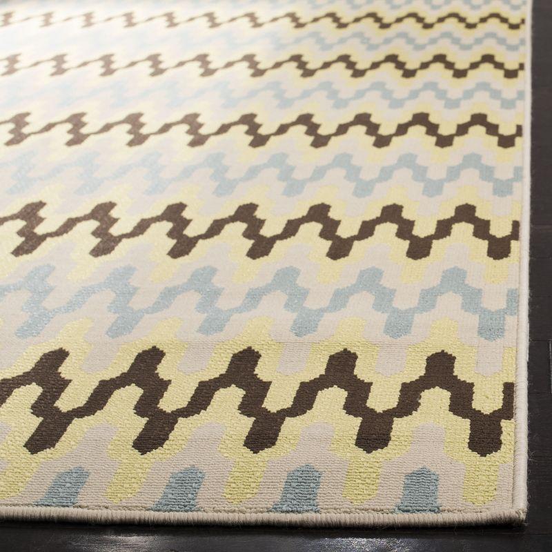 Hampton HAM518 Indoor/Outdoor Machine Made Area Rug - 6'7"x9'6" - Green/Light Blue - Safavieh