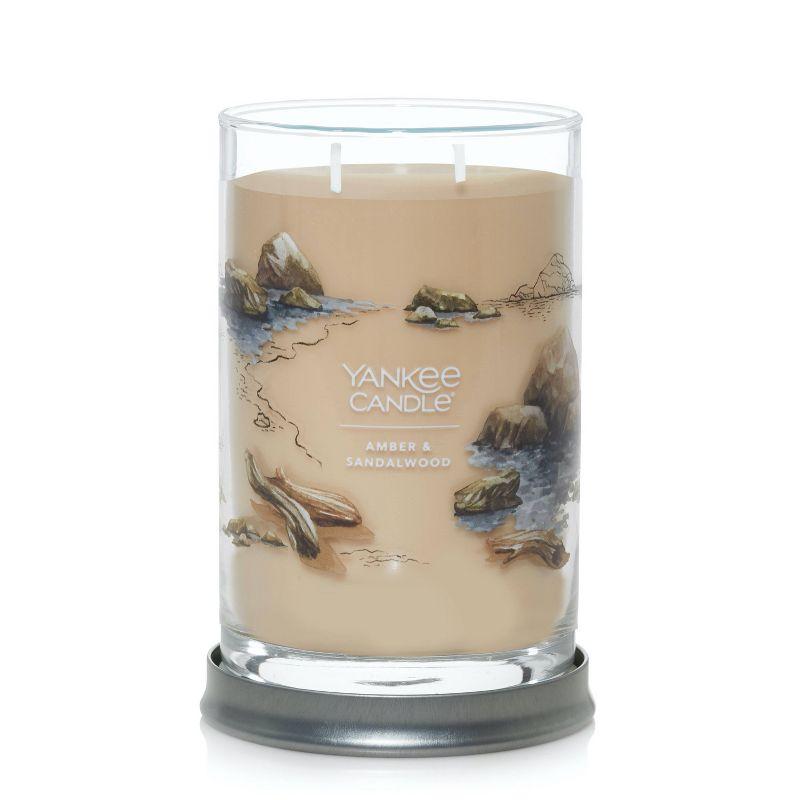 20oz Signature Tumbler Amber and Sandalwood - Yankee Candle: Soy Wax Blend, Glass Jar, Dual Wick, 100hr Burn Time