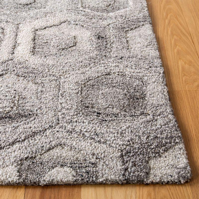 Handmade Abstract Gray Wool Tufted Area Rug - 2'3" x 8'