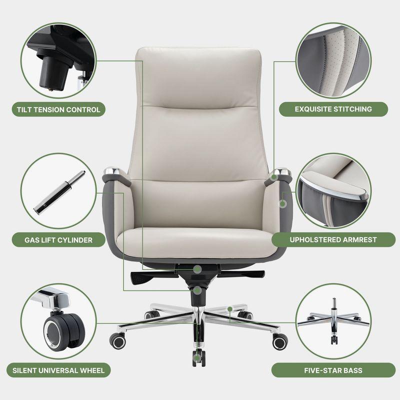 EUREKA ERGONOMIC Royal II, High Back Executive Office Chair,Beige Gray,25.59"D X 29.13"W X 48.03-50.39" H