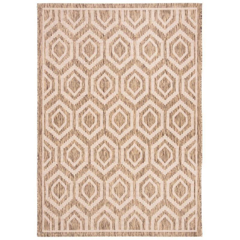 Courtyard CY6902 Power Loomed Indoor and Outdoor Area Rug - Brown/Bone - 4'x5'7" - Safavieh