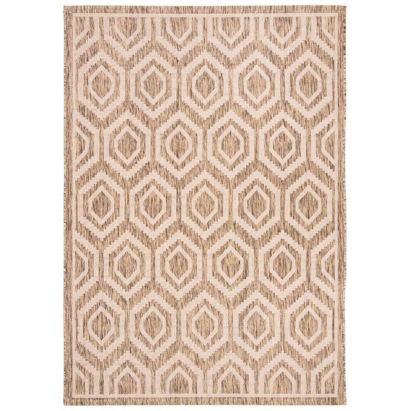 Brown and Bone Geometric Indoor/Outdoor Area Rug