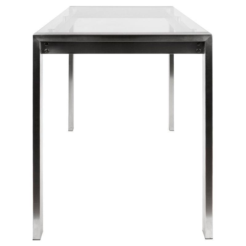 CounterHeight Table Stainless Steel - LumiSource: Contemporary Glass Top, Seats 6, Metal Frame