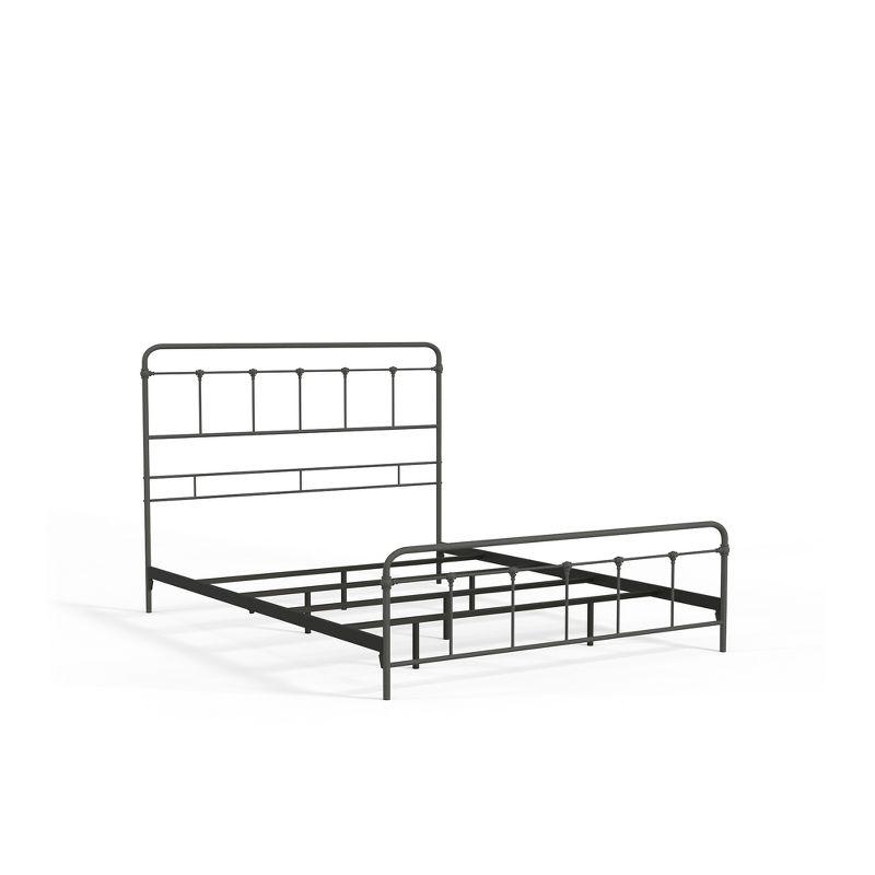 Full Size Black Metal Bed Frame with Headboard and Slats