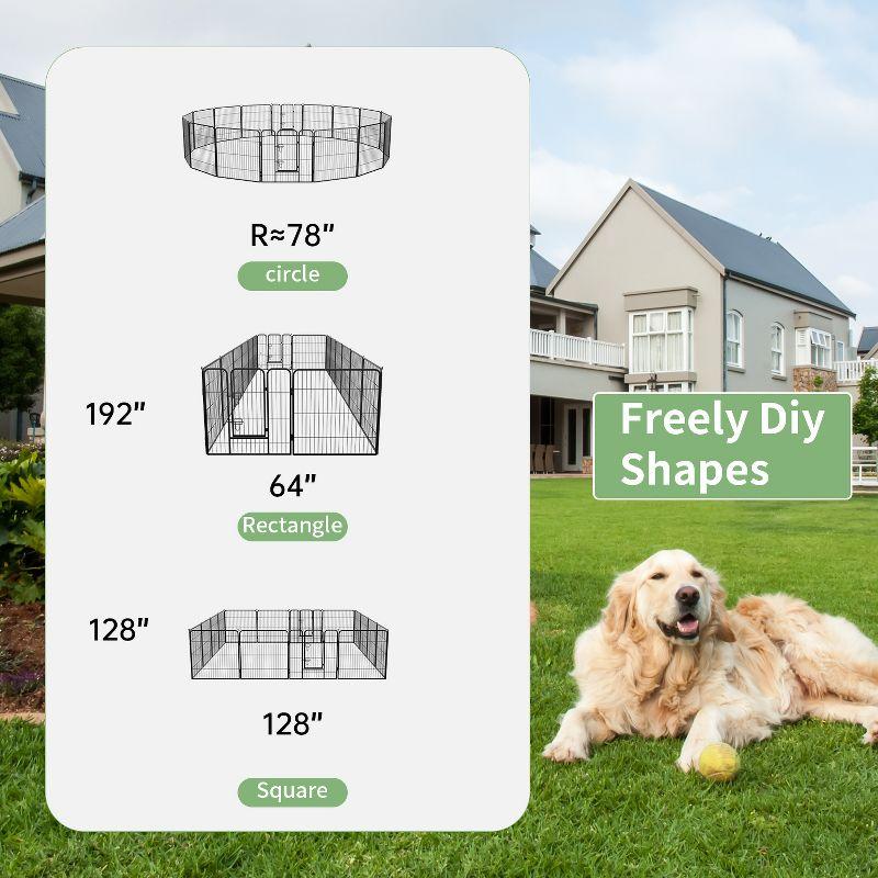 FDW Dog Playpen Pet Dog Fence 32" Height 16 Panels Metal Dog Pen Outdoor Exercise Pen with Doors for Large/Medium /Small Dogs Camping,Yard