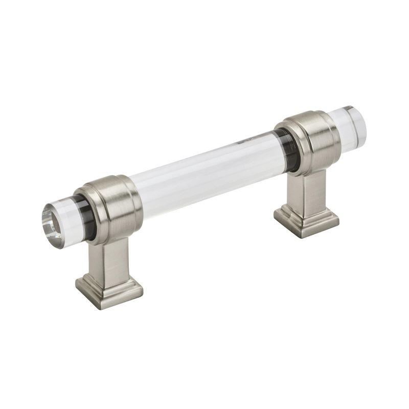 Amerock Glacio 3 inch (76mm) Center-to-Center Clear/Satin Nickel Cabinet Pull