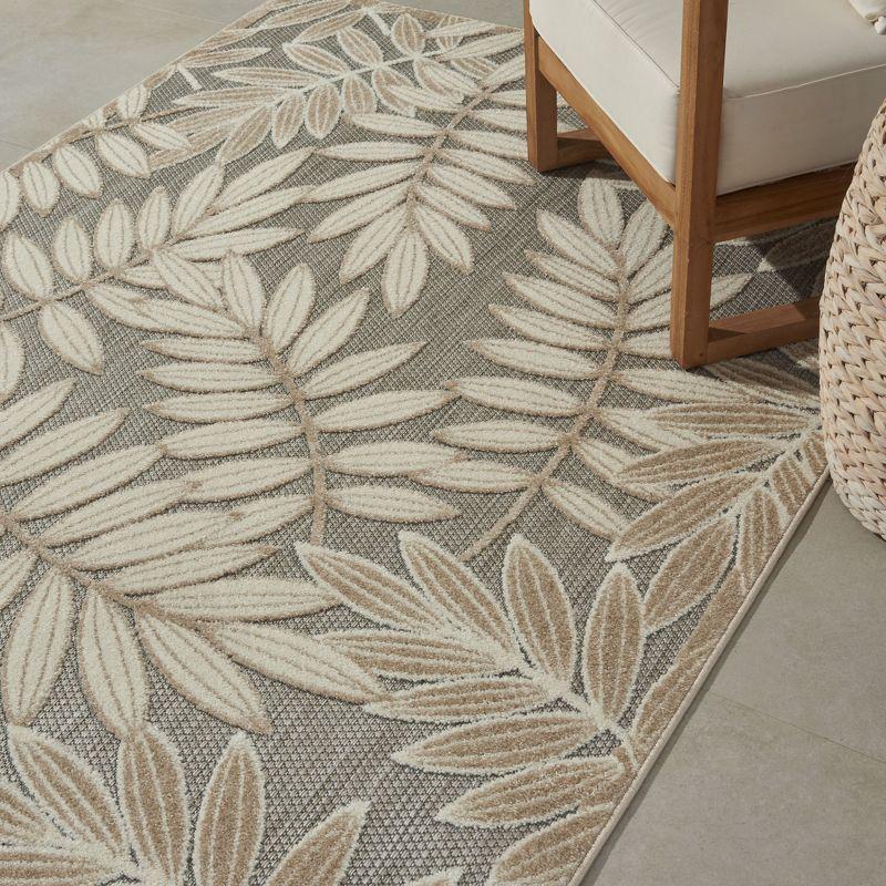 Nourison Aloha Floral Leaf Flatweave High-Low Indoor Outdoor Area Rug Natural 3'6" x 5'6"