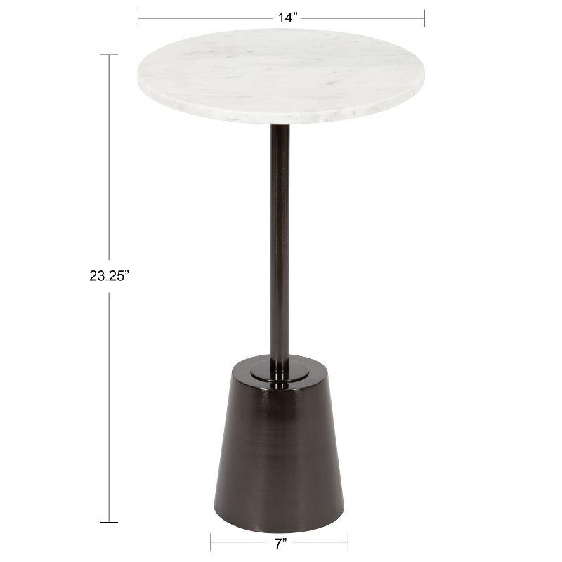 Kate and Laurel Tira Round Metal Side Table, 14x14x24, Pewter and White