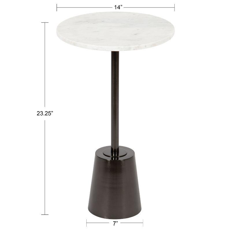 Tira 17" Pewter and White Marble Round Side Table