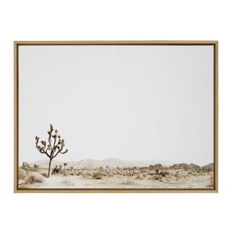 Kate and Laurel Sylvie Lone Joshua Tree Framed Canvas by Amy Peterson Art Studio, 28x38, Natural